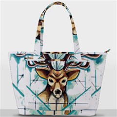 Deer-unicorn-tattoo-drawing-vector-watercolor Back Pocket Shoulder Bag 