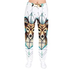 Deer-unicorn-tattoo-drawing-vector-watercolor Women Velvet Drawstring Pants