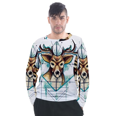 Deer-unicorn-tattoo-drawing-vector-watercolor Men s Long Sleeve Raglan Tee by Jancukart