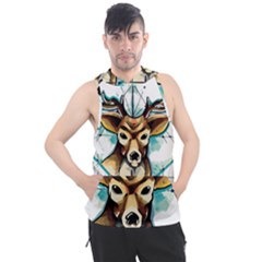 Deer-unicorn-tattoo-drawing-vector-watercolor Men s Sleeveless Hoodie