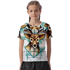 Deer-unicorn-tattoo-drawing-vector-watercolor Kids  Frill Chiffon Blouse by Jancukart