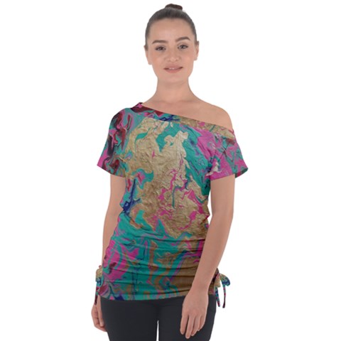 Freedom To Pour Off Shoulder Tie-up Tee by Hayleyboop