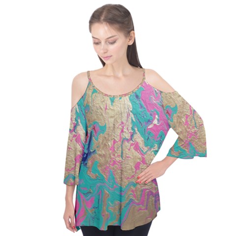 Freedom To Pour Flutter Sleeve Tee  by Hayleyboop