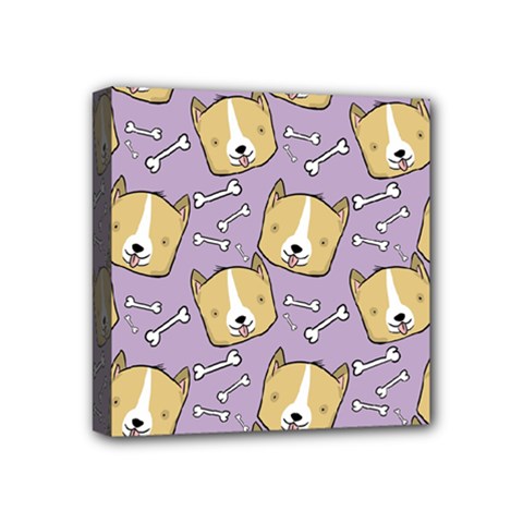 Corgi Pattern Mini Canvas 4  X 4  (stretched) by Sudhe