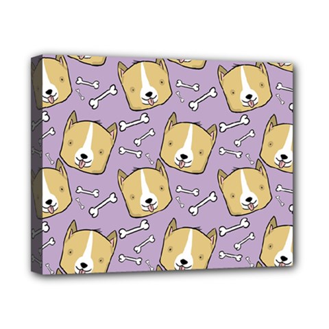 Corgi Pattern Canvas 10  X 8  (stretched) by Sudhe