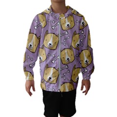 Corgi Pattern Kids  Hooded Windbreaker