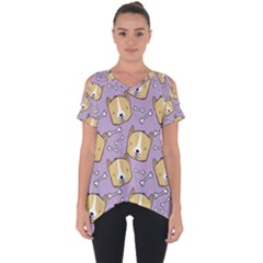 Corgi Pattern Cut Out Side Drop Tee by Sudhe