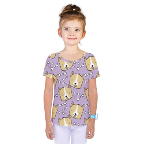 Corgi Pattern Kids  One Piece Tee by Sudhe