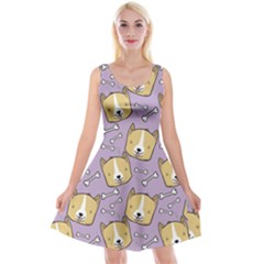 Corgi Pattern Reversible Velvet Sleeveless Dress