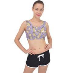 Corgi Pattern V-back Sports Bra by Sudhe