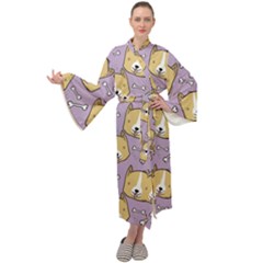 Corgi Pattern Maxi Velour Kimono by Sudhe