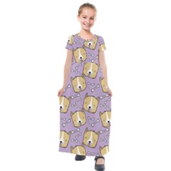 Corgi Pattern Kids  Short Sleeve Maxi Dress by Sudhe