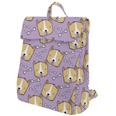 Corgi Pattern Flap Top Backpack by Sudhe