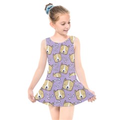 Corgi Pattern Kids  Skater Dress Swimsuit by Sudhe