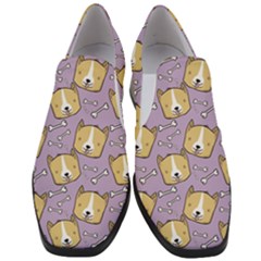 Corgi Pattern Women Slip On Heel Loafers by Sudhe