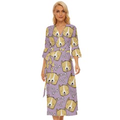 Corgi Pattern Midsummer Wrap Dress