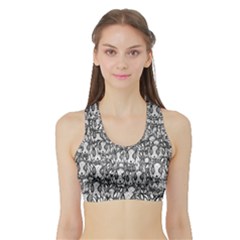 Sketchy Monster Insect Drawing Motif Pattern Sports Bra With Border by dflcprintsclothing