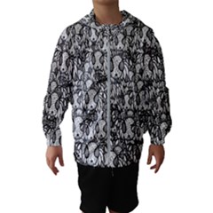 Sketchy Monster Insect Drawing Motif Pattern Kids  Hooded Windbreaker