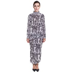 Sketchy Monster Insect Drawing Motif Pattern Turtleneck Maxi Dress by dflcprintsclothing