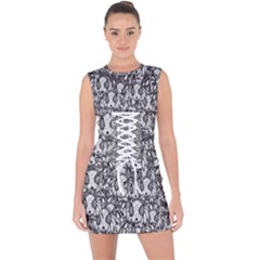 Sketchy Monster Insect Drawing Motif Pattern Lace Up Front Bodycon Dress by dflcprintsclothing