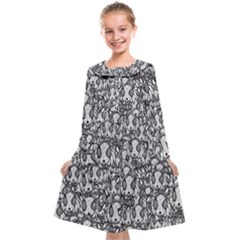 Sketchy Monster Insect Drawing Motif Pattern Kids  Midi Sailor Dress by dflcprintsclothing