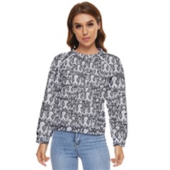 Sketchy Monster Insect Drawing Motif Pattern Women s Long Sleeve Raglan Tee