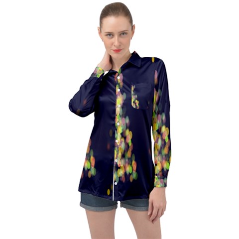 Abstract-christmas-tree Long Sleeve Satin Shirt by nate14shop