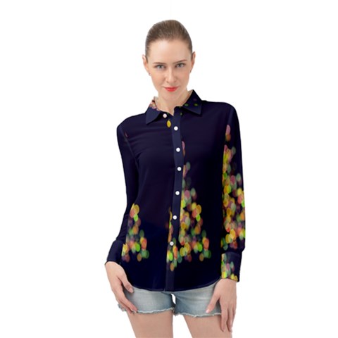 Abstract-christmas-tree Long Sleeve Chiffon Shirt by nate14shop