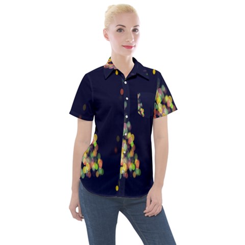 Abstract-christmas-tree Women s Short Sleeve Pocket Shirt by nate14shop