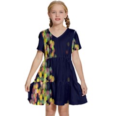 Abstract-christmas-tree Kids  Short Sleeve Tiered Mini Dress