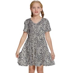 Artwork-005 Kids  Short Sleeve Tiered Mini Dress