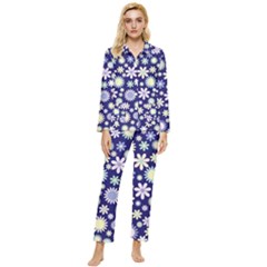 Background-a 002 Womens  Long Sleeve Velvet Pocket Pajamas Set