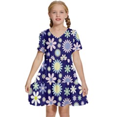 Background-a 002 Kids  Short Sleeve Tiered Mini Dress