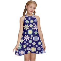 Background-a 002 Kids  Halter Collar Waist Tie Chiffon Dress