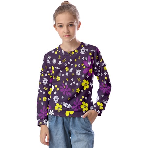 Background-a 003 Kids  Long Sleeve Tee With Frill  by nate14shop