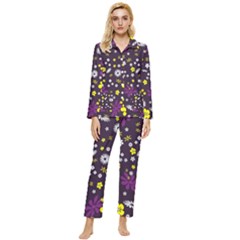 Background-a 003 Womens  Long Sleeve Velvet Pocket Pajamas Set by nate14shop