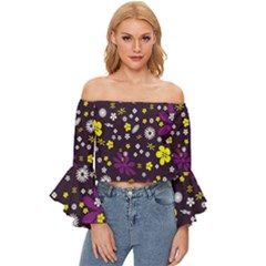 Background-a 003 Off Shoulder Flutter Bell Sleeve Top