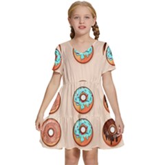 Background-a 006 Kids  Short Sleeve Tiered Mini Dress