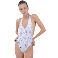 Background-a 007 Backless Halter One Piece Swimsuit