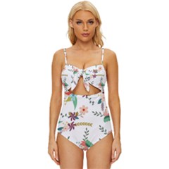 Background-a 011 Knot Front One-piece Swimsuit by nate14shop