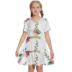 Background-a 011 Kids  Short Sleeve Tiered Mini Dress