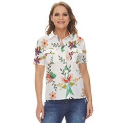 Background-a 011 Women s Short Sleeve Double Pocket Shirt