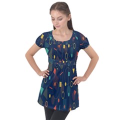 Background-a 012 Puff Sleeve Tunic Top