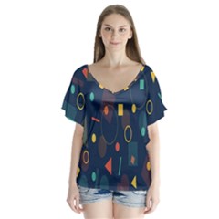 Background-a 012 V-neck Flutter Sleeve Top by nate14shop