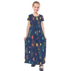 Background-a 012 Kids  Short Sleeve Maxi Dress by nate14shop