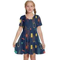 Background-a 012 Kids  Short Sleeve Tiered Mini Dress