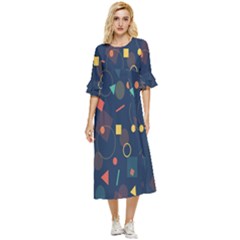 Background-a 012 Double Cuff Midi Dress by nate14shop