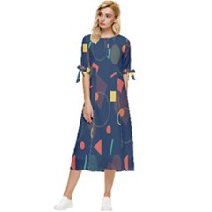 Background-a 012 Bow Sleeve Chiffon Midi Dress by nate14shop