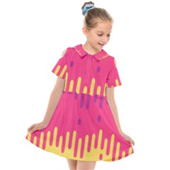 Background-a 013 Kids  Short Sleeve Shirt Dress by nate14shop