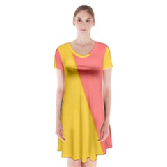 Background-a 014 Short Sleeve V-neck Flare Dress by nate14shop